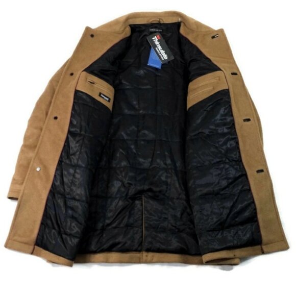 Vince Camuto Melton Camel Wool Blend Button Front Classic Car Coat - Picture 14 of 16